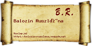 Balozin Ruszlána névjegykártya